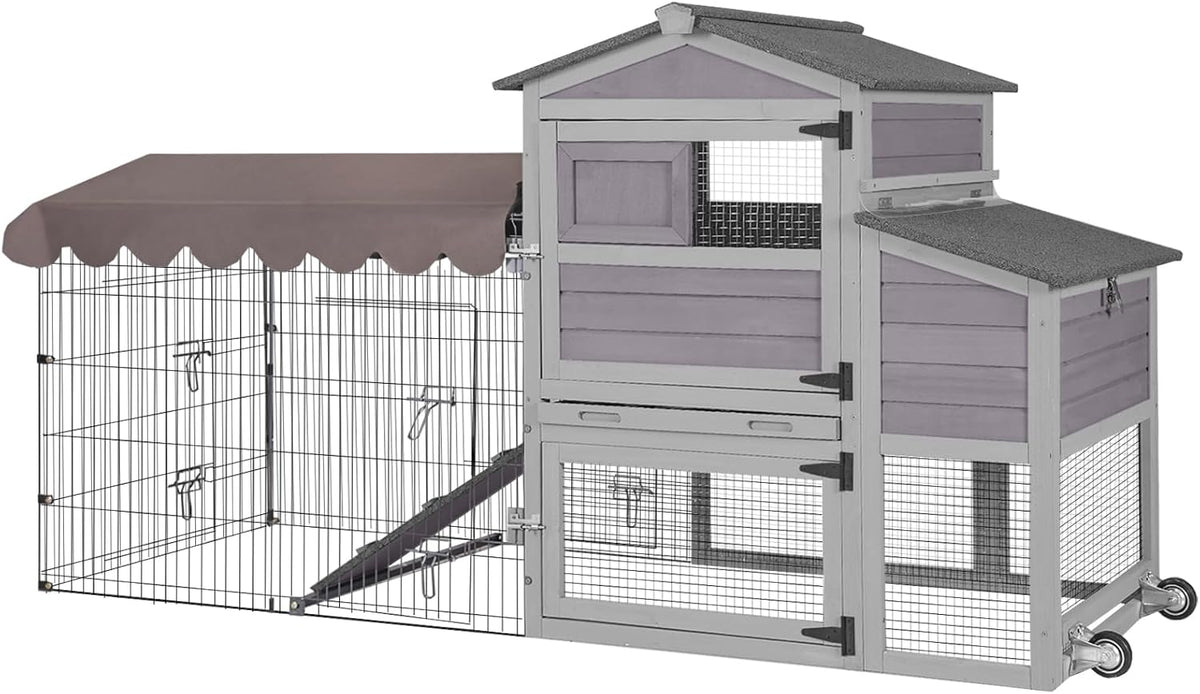 Large All-Steel Frame Chicken Coop with Metal Run M865393