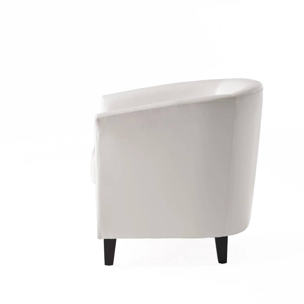 Ivory Bonded Leather Club Chair S7227