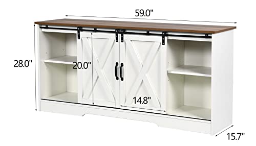 Espresso Farmhouse TV Stand with Sliding Barn Doors H88878