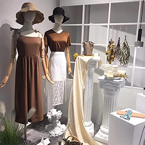 Beige Display Mannequin with Detachable Head, Wooden Hands, Adjustable Height Stand S9035