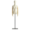 Beige Display Mannequin with Detachable Head, Wooden Hands, Adjustable Height Stand S9035
