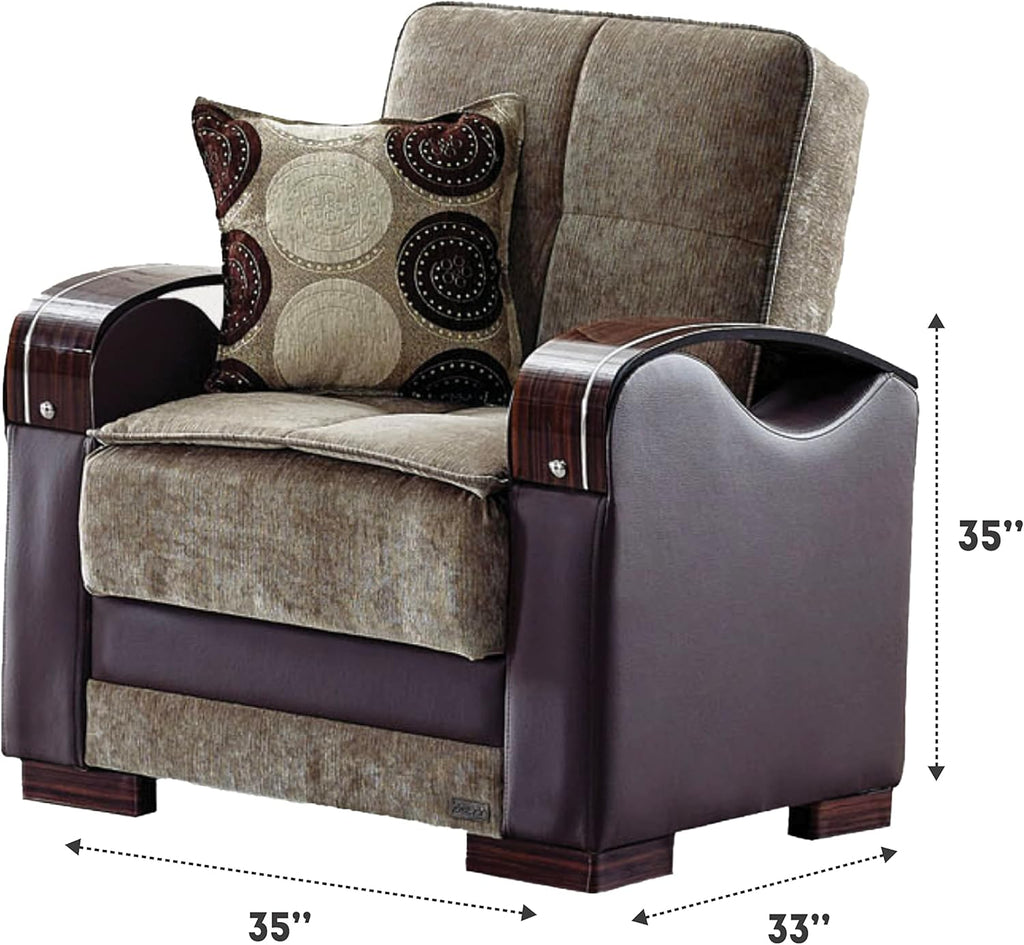 Light Brown Convertible Sleeper Chair with Storage K376022