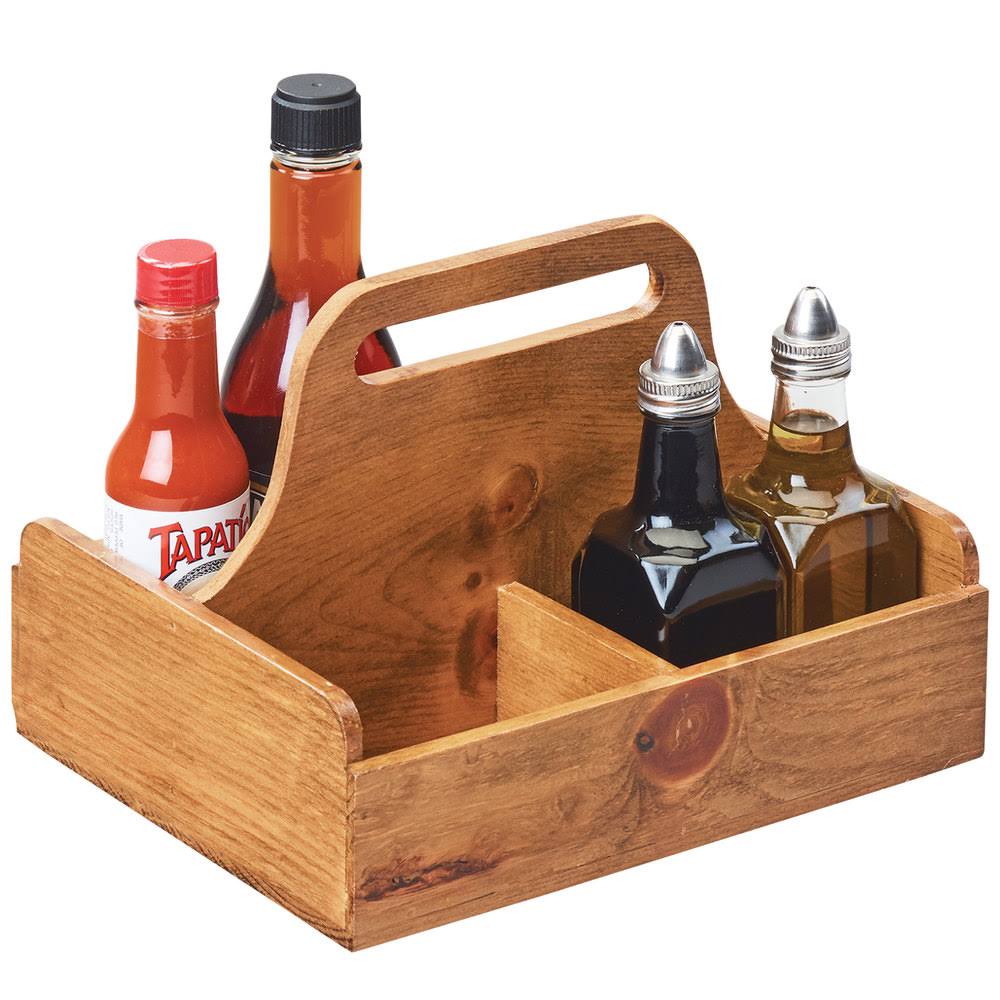 Reclaimed Wood Condiment Caddy with Handle H2207