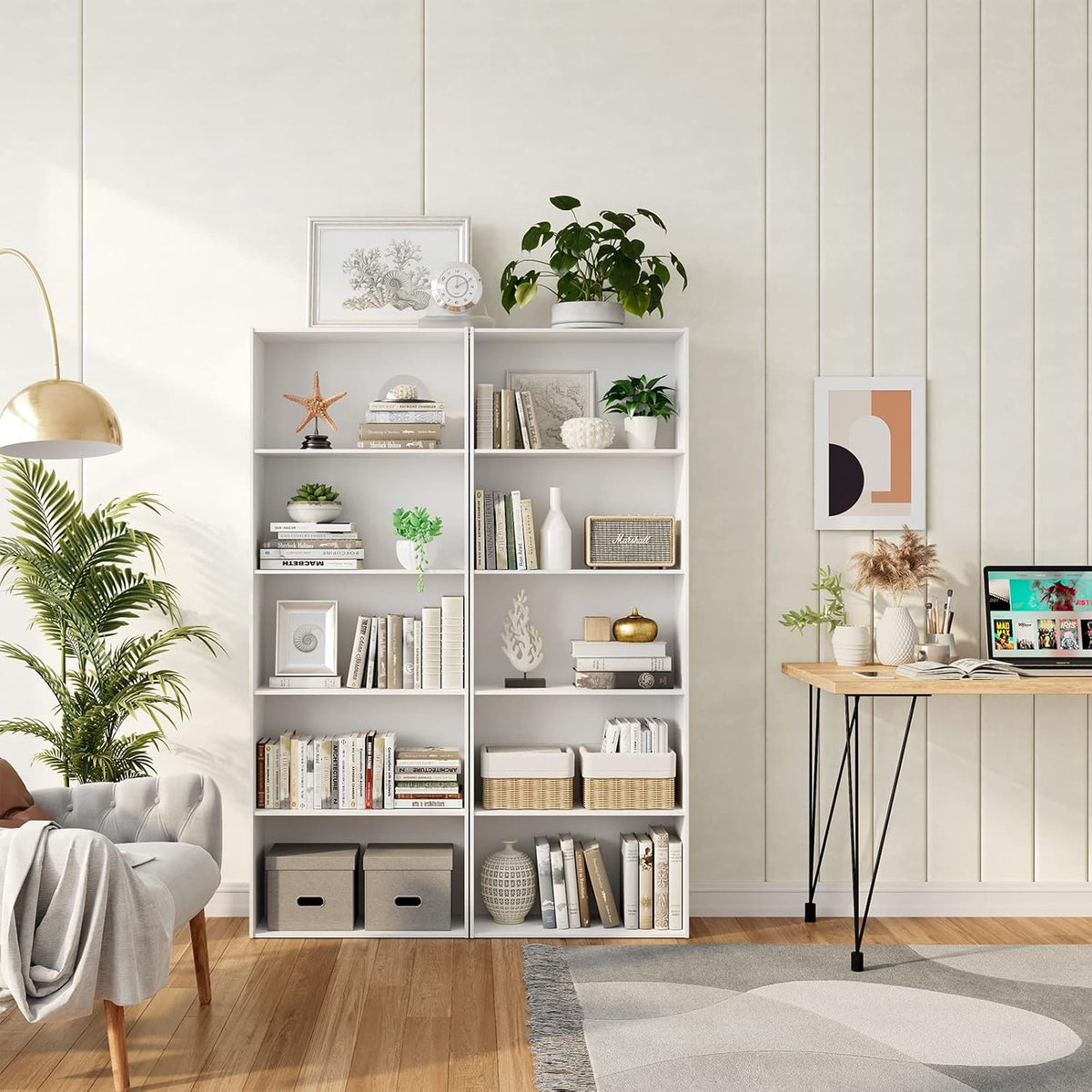 5-Shelf Wood Bookcase J19455