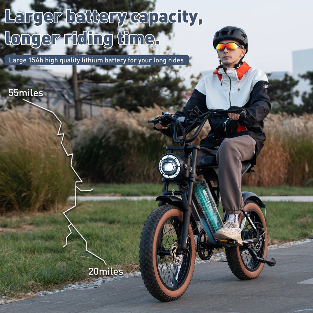 Black 20" 4.0 Fat Tire Electric Bike with 48V 15Ah Battery O426586