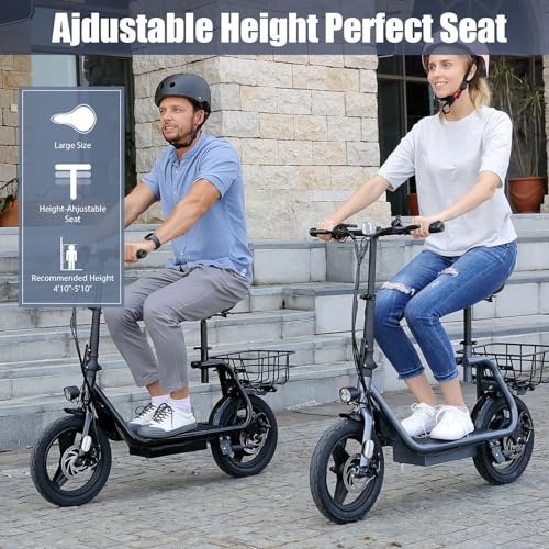 Electric Scooter with Seat, 14" Fat Tire, Foldable S17366