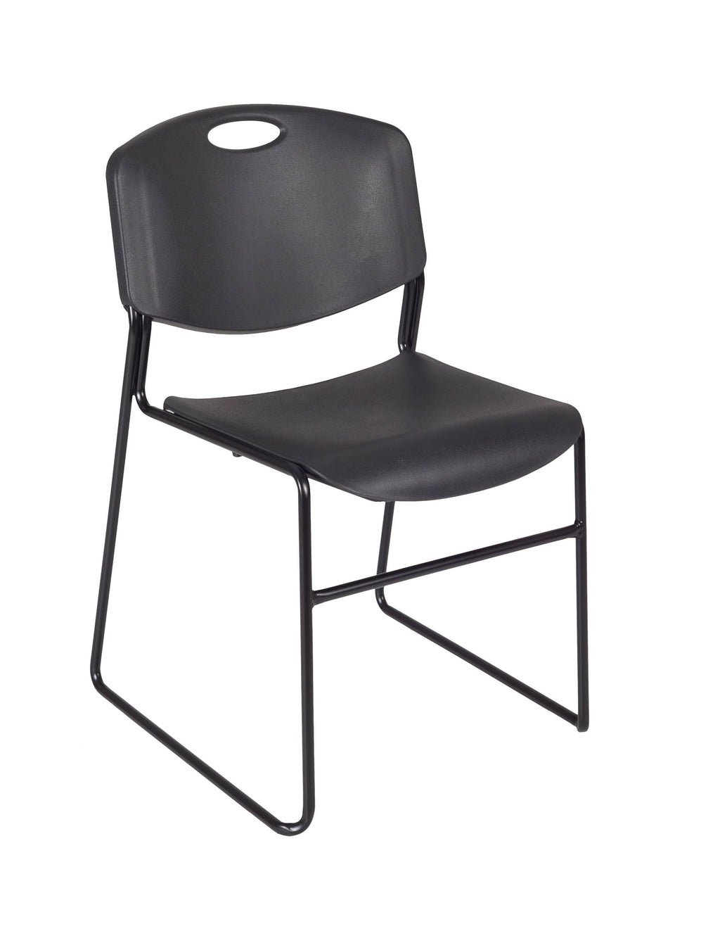 Mahogany Square Breakroom Table & 4 Black Stack Chairs A43674
