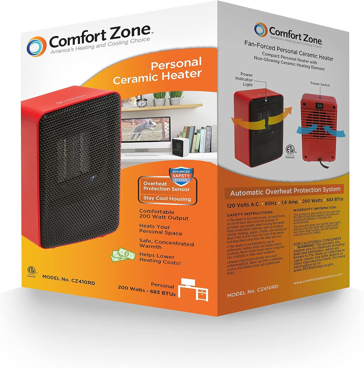 Red 200 Watt Portable Ceramic Desktop Heater W147394