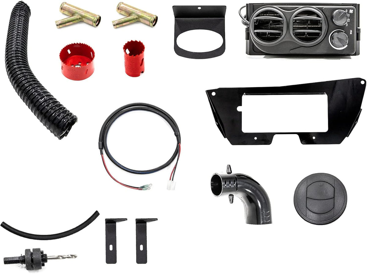 Cab Heater with Shutoff Valve, 3.4 Amps at 13.7 Volts, Includes Defrost Hoses and Vents F669134