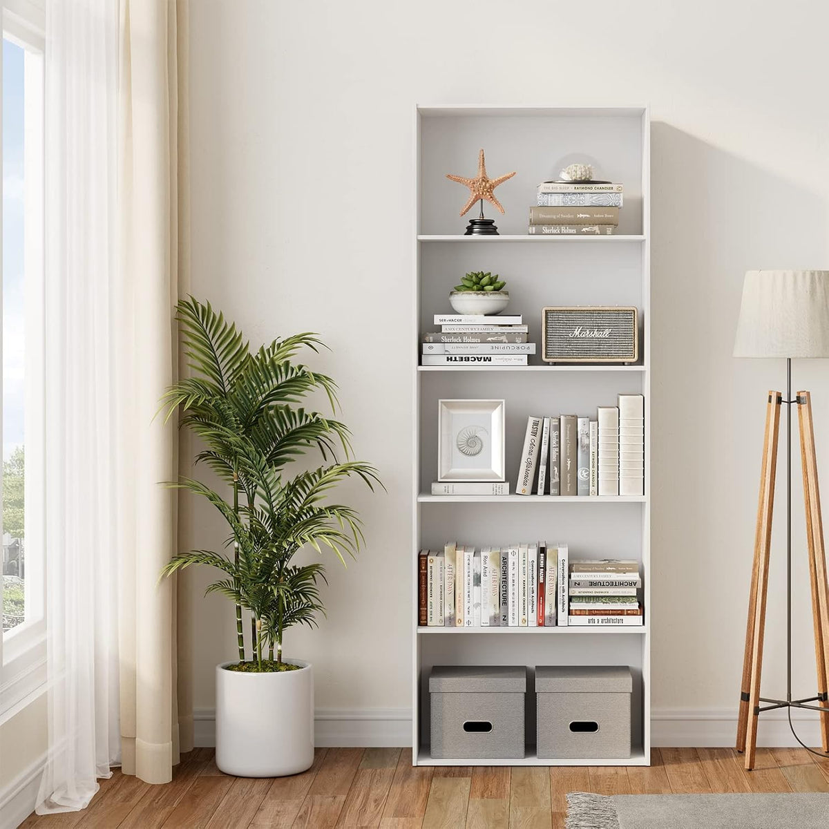 5-Shelf Wood Bookcase J19455