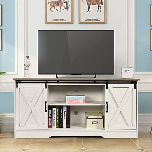 Espresso Farmhouse TV Stand with Sliding Barn Doors H88878