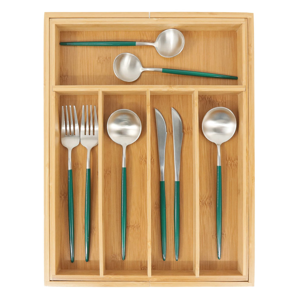 Bamboo Drawer Organizer with Adjustable Dividers, Medium, Brown I4031