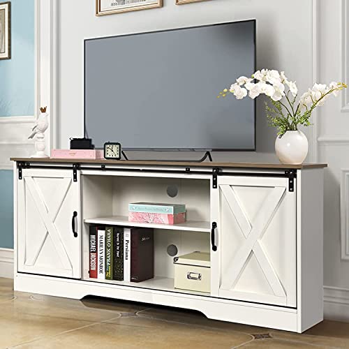 Espresso Farmhouse TV Stand with Sliding Barn Doors H88878