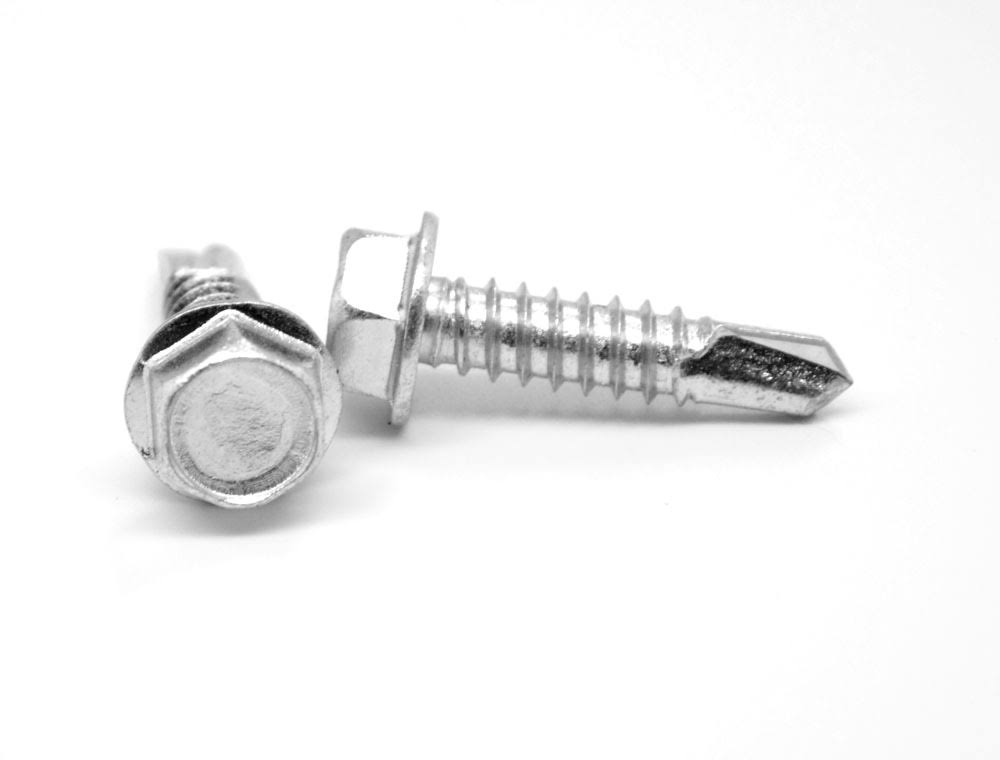 #12-14 x 1x22 BSD Thread Self Drilling Screw Hex Washer Head #3 Point Low Carbon Steel Zinc Plated Pk 2300 X748807