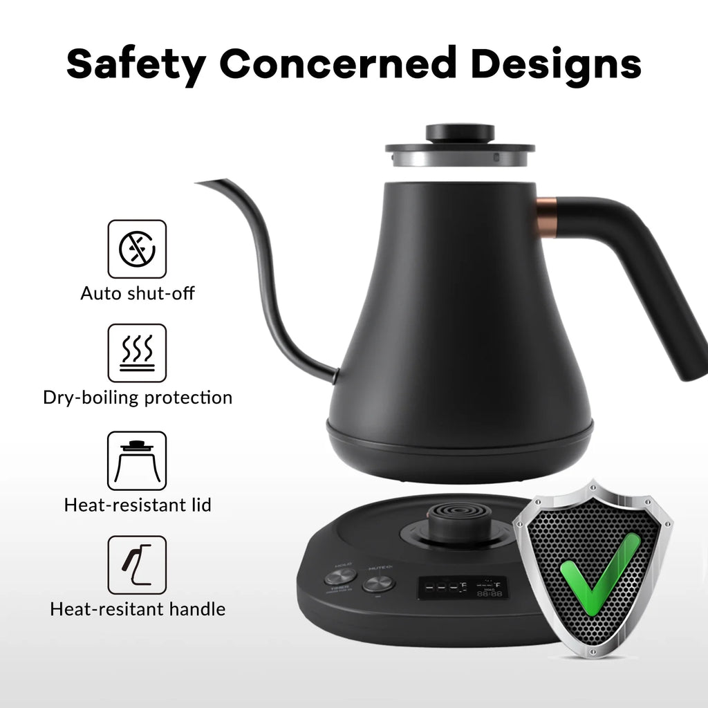 Electric Gooseneck Kettle 0.8L 1200W Matt Black D3607