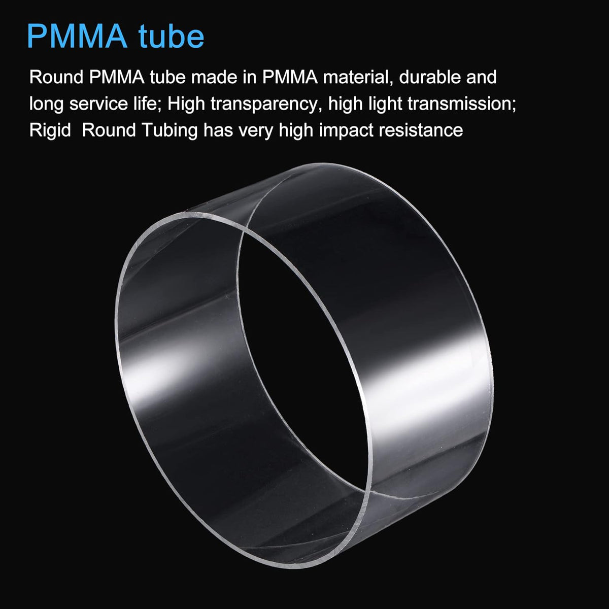 Clear Acrylic Rigid Round Tube 8.4 ID 4 Length Pack of 2 S234659
