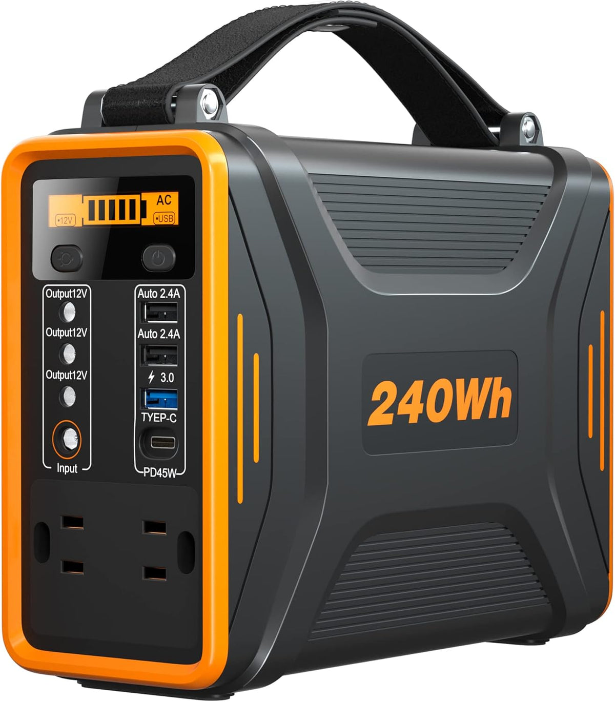 Portable Power Station, 240Wh LiFePO4 Battery, 200W Pure Sine Wave AC Outlet O698