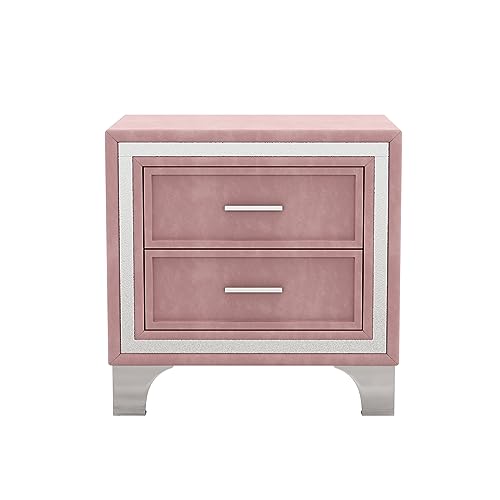 Queen Size Velvet Upholstered Platform Bed with 2 Nightstands J5874