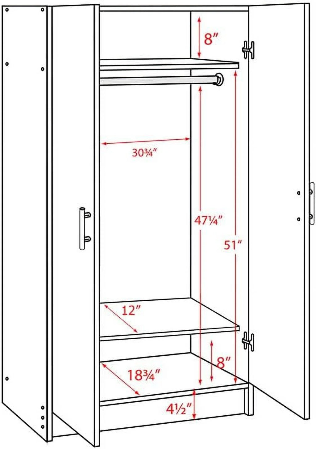 32" Wardrobe Armoire In Espresso M580567