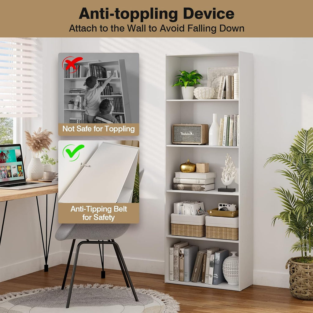 5-Shelf Wood Bookcase J19455