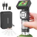 Portable Pocket Microscope Kit with 2" LCD Screen, 500X, 8 Adjustable LED Lights, 32GB SD Card C448