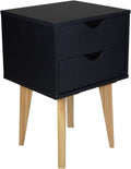 Black Two Drawer Wood Nightstand B6852