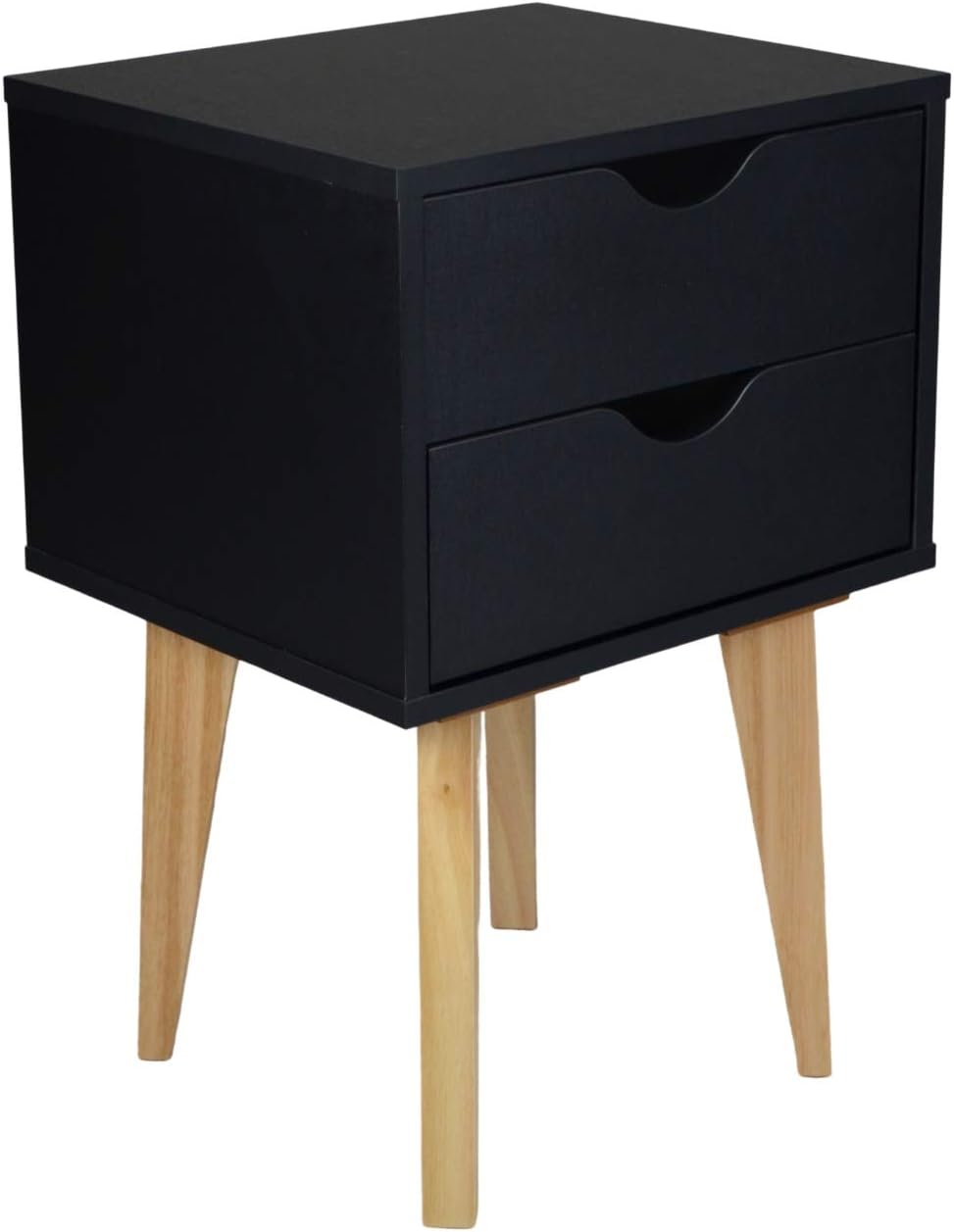 Black Two Drawer Wood Nightstand B6852