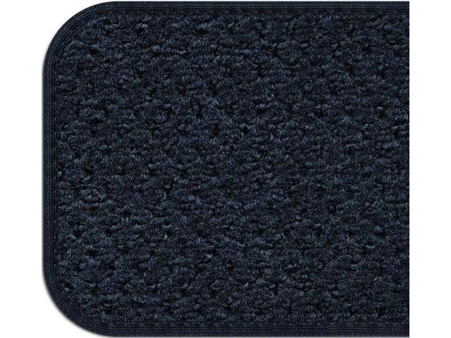 Set of 12 Attachable Indoor Carpet Stair Treads Navy Blue 8 in. x 30 in. O968581