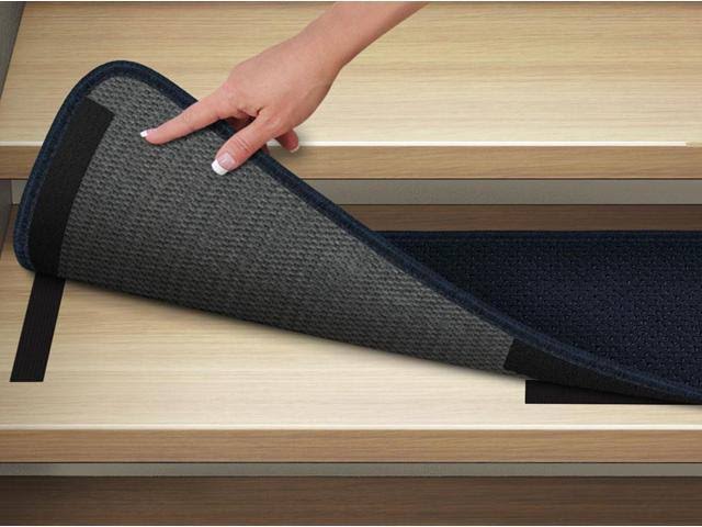 Set of 12 Attachable Indoor Carpet Stair Treads Navy Blue 8 in. x 30 in. O968581