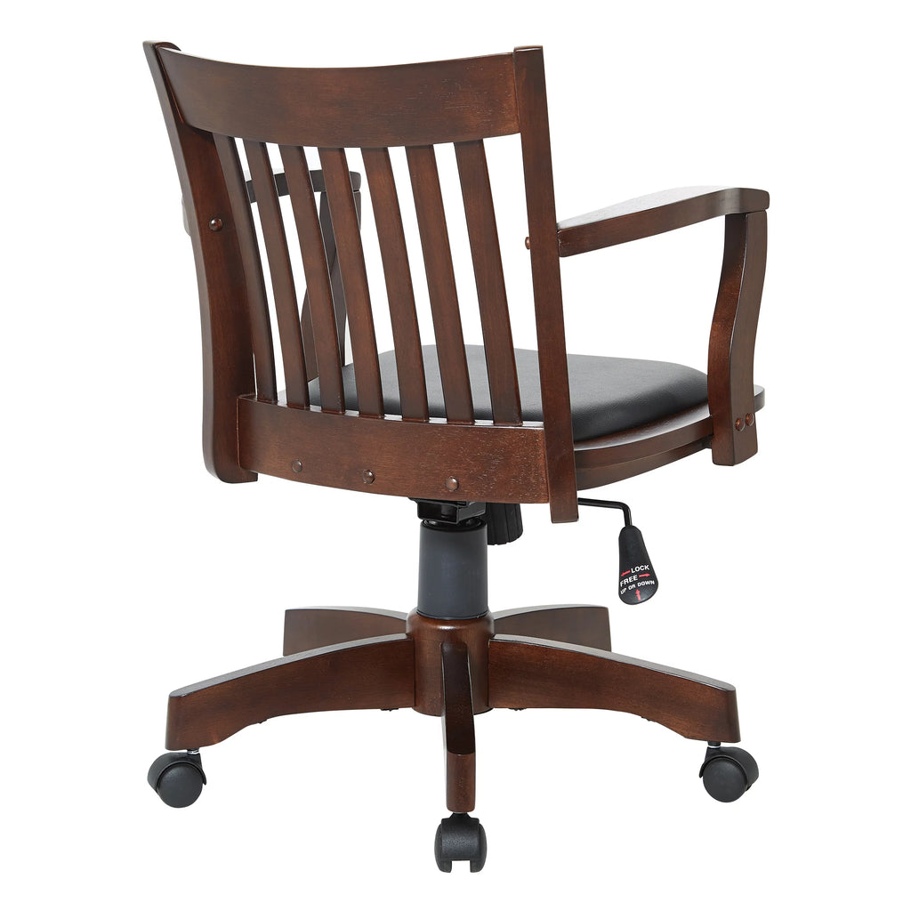 Espresso Finish Black Vinyl Bankers Chair H63078