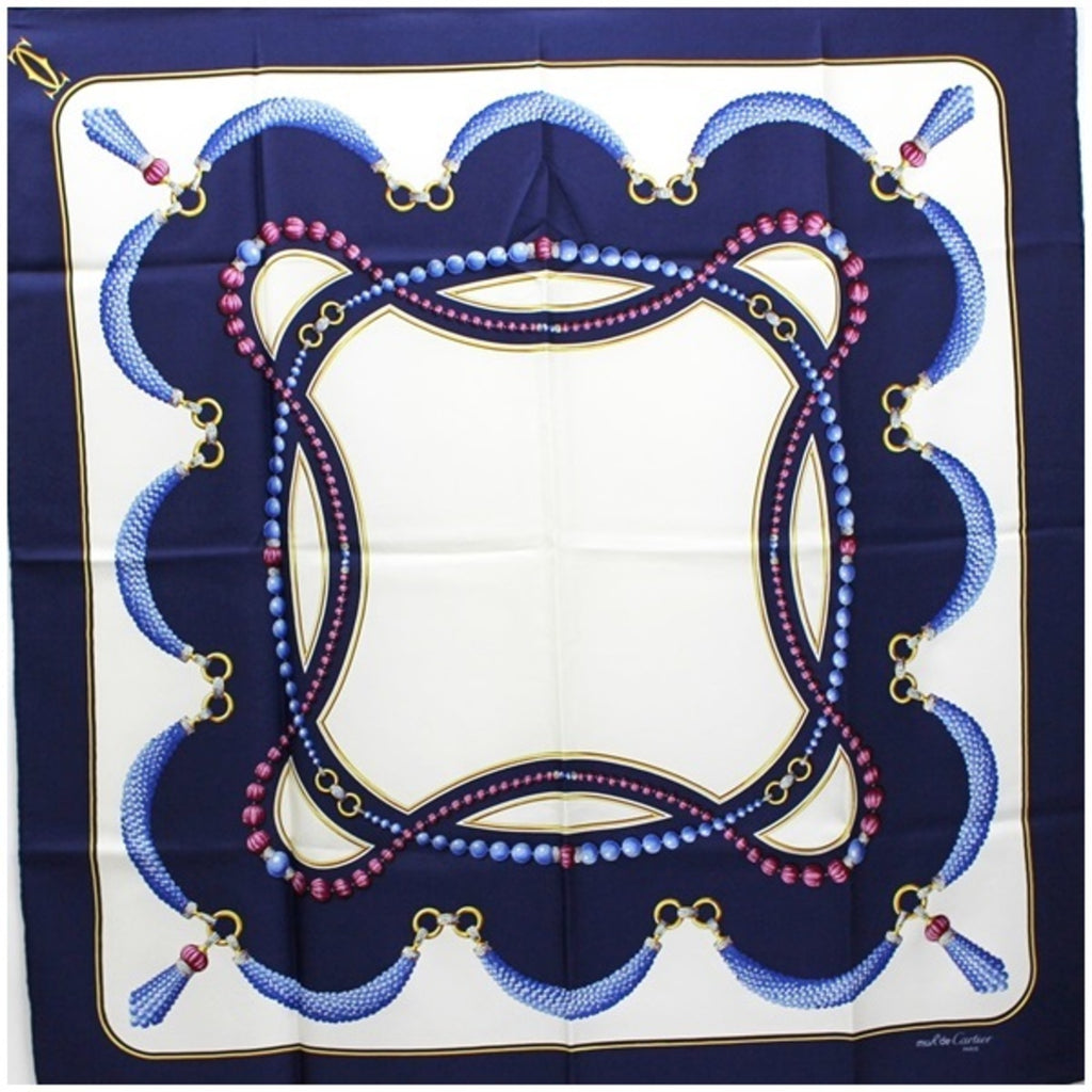 Navy White Pattern Scarf Muffler N920