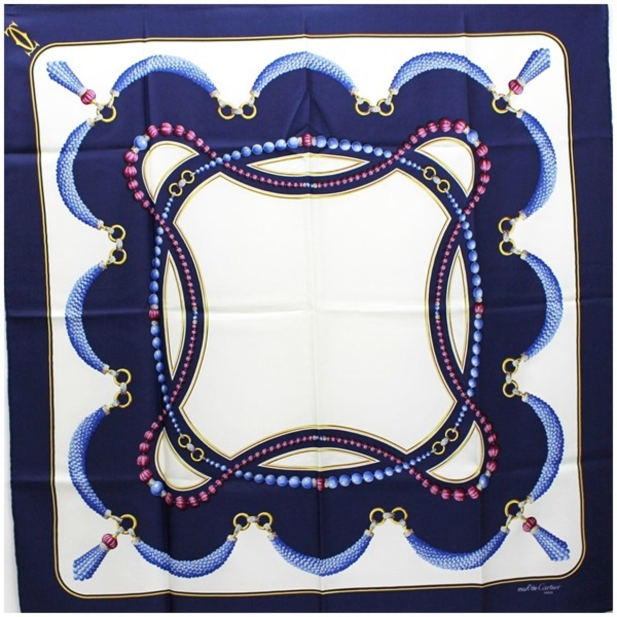 Navy White Pattern Scarf Muffler N920