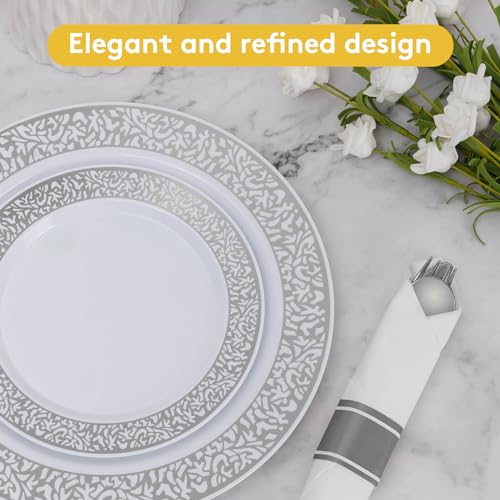 350pc Silver Plastic Dinnerware Set L591930