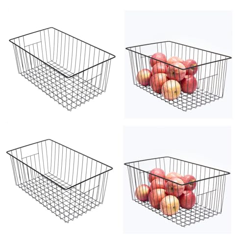 16 inch Upright Freezer Organizer Baskets, Black, Pack 3 X55318