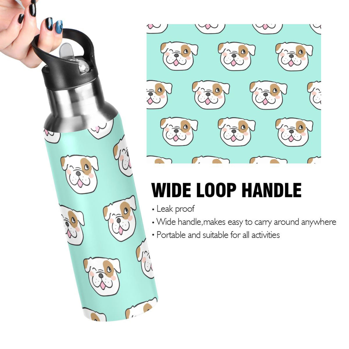 Green Stainless Steel Vacuum Insulated Water Bottle 20 OZ Y694