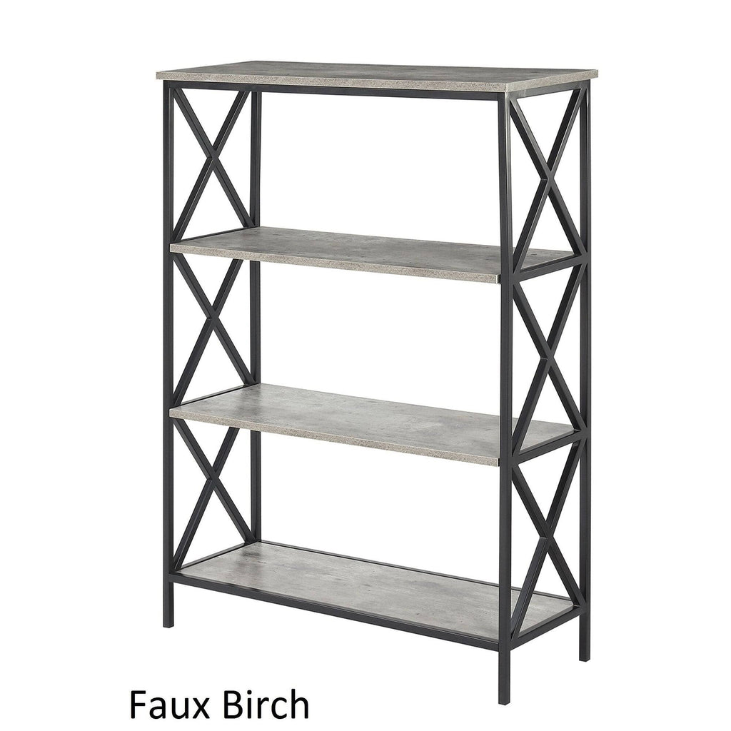 Metal and Wood 4-Shelf Bookcase Grey O6753