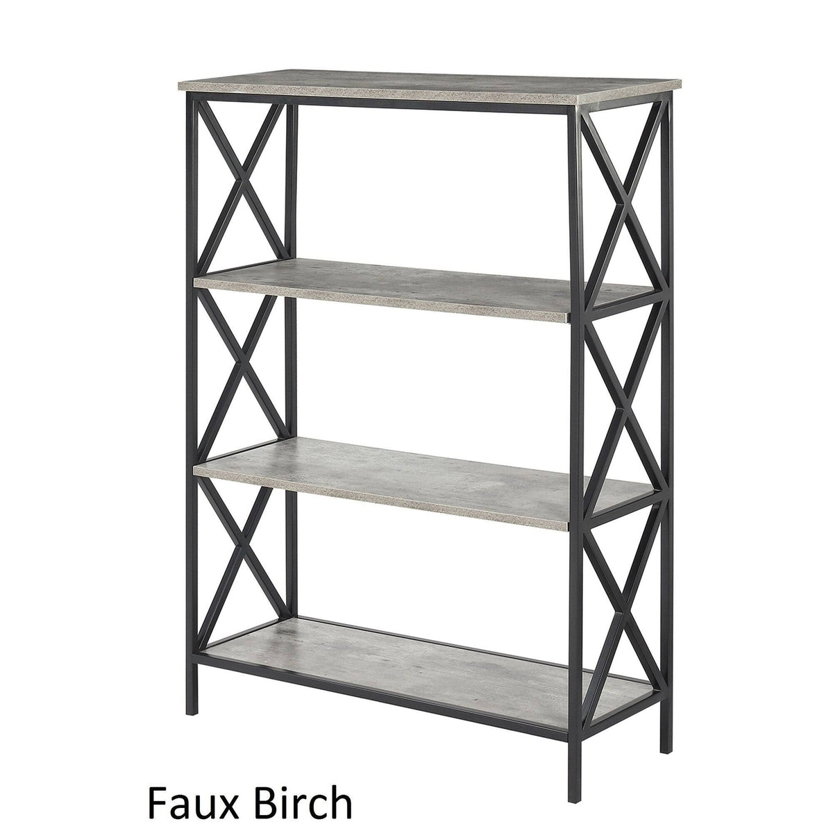 Metal and Wood 4-Shelf Bookcase Grey O6753