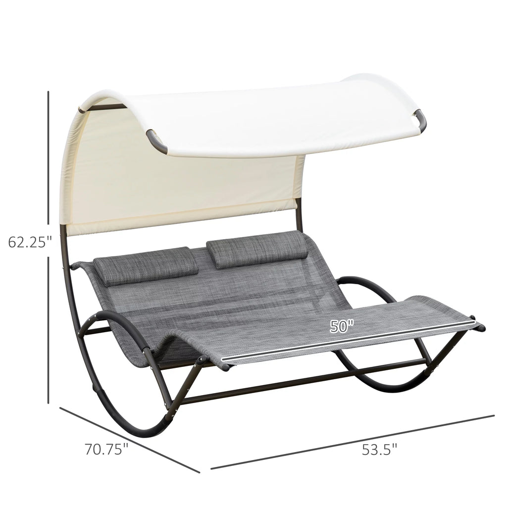 Gray Outdoor Rocking Bed with Canopy L549517