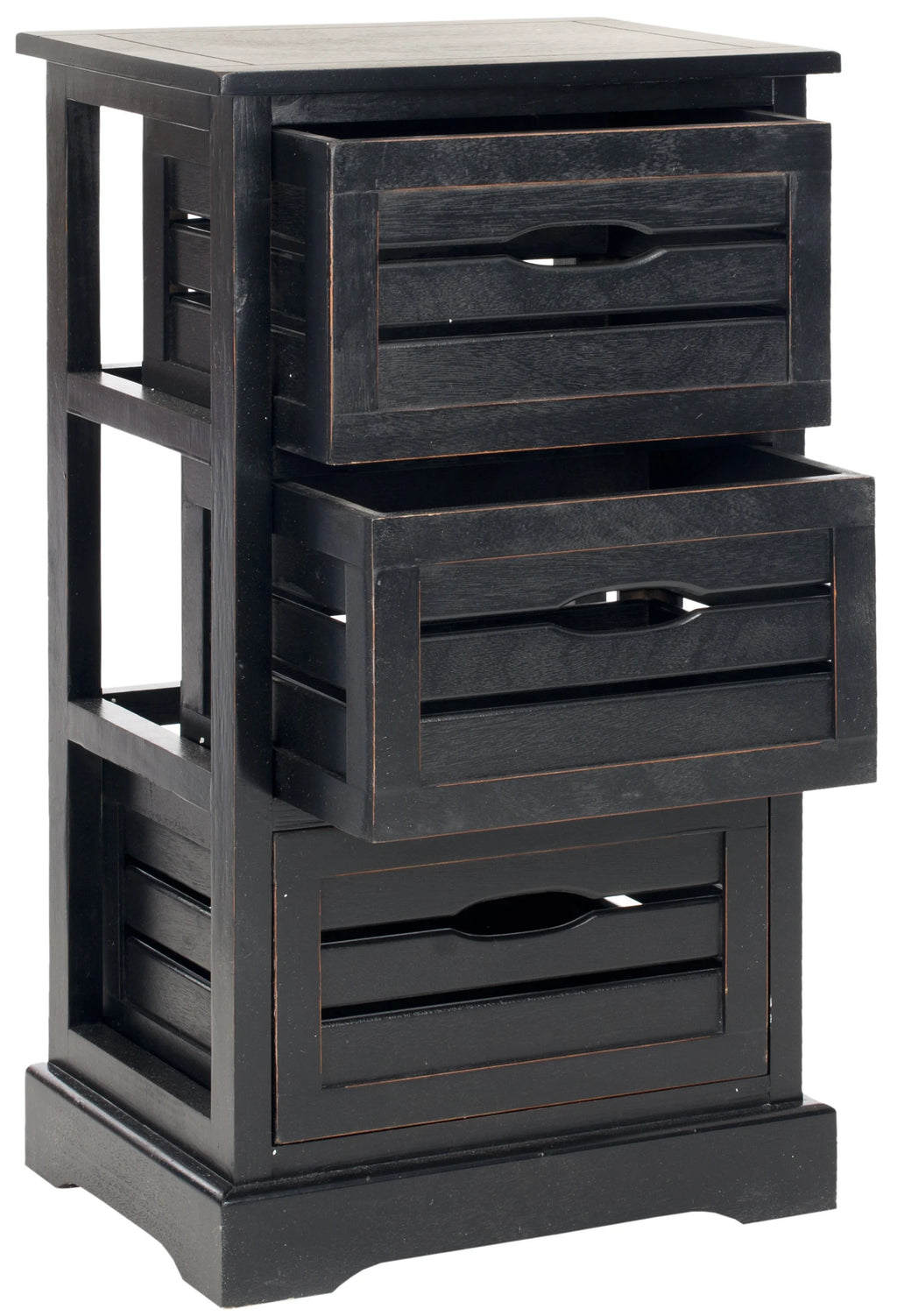 3 Drawer Distressed Black Cabinet J602