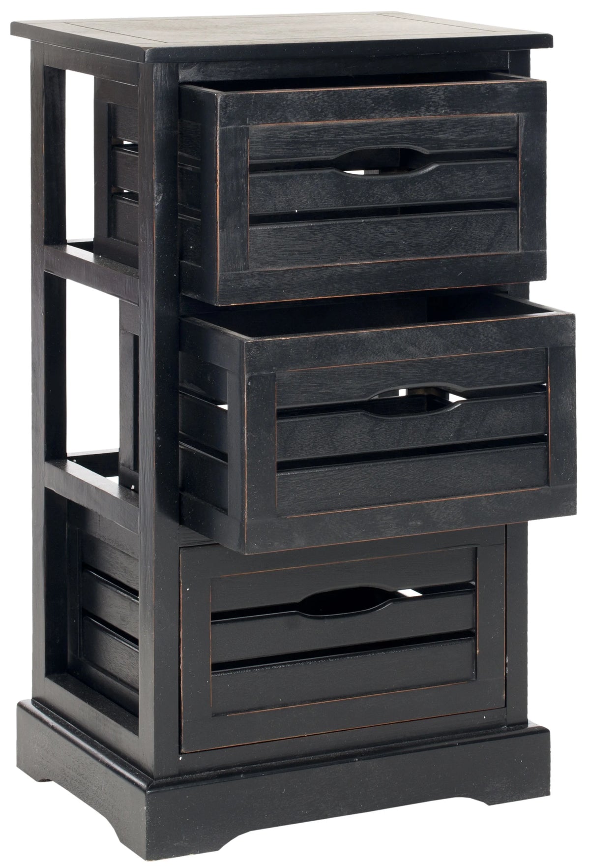 3 Drawer Distressed Black Cabinet J602
