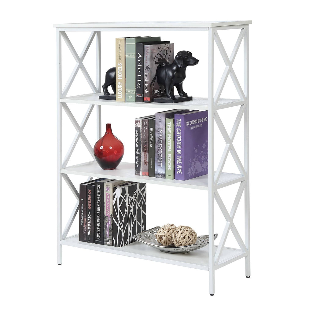 Metal and Wood 4-Shelf Bookcase Grey O6753