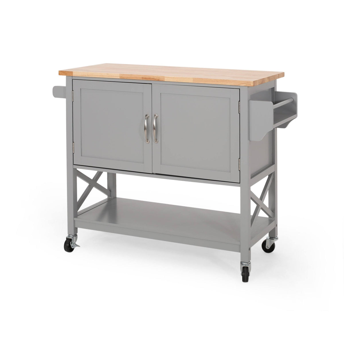 Gray Farmhouse Kitchen Cart with Wheels F401