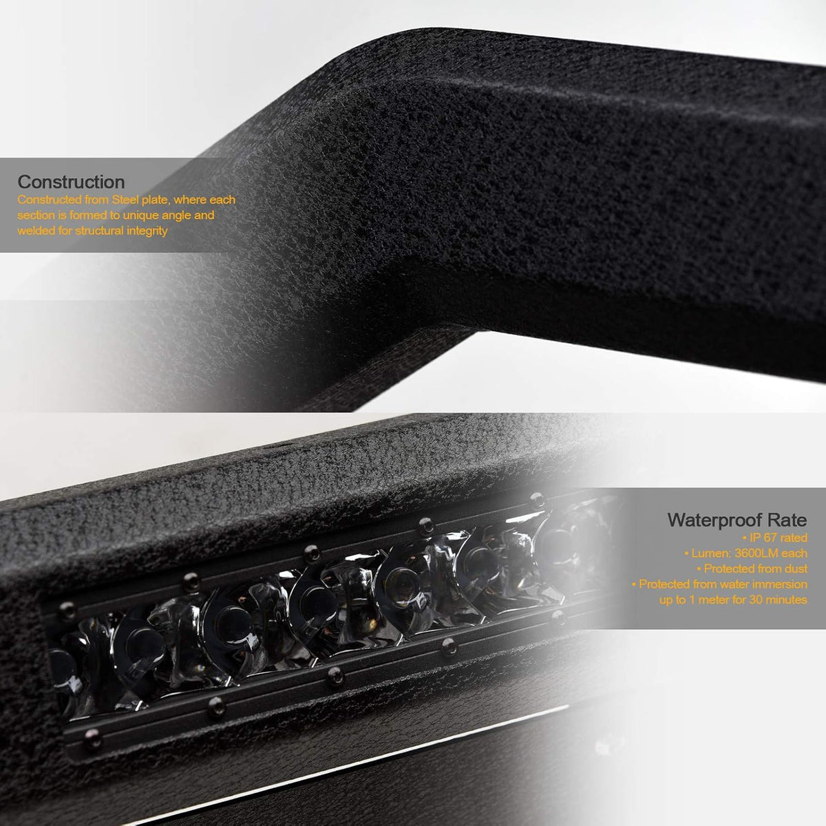 Textured Black Aluminum LED Bull Bar M696304