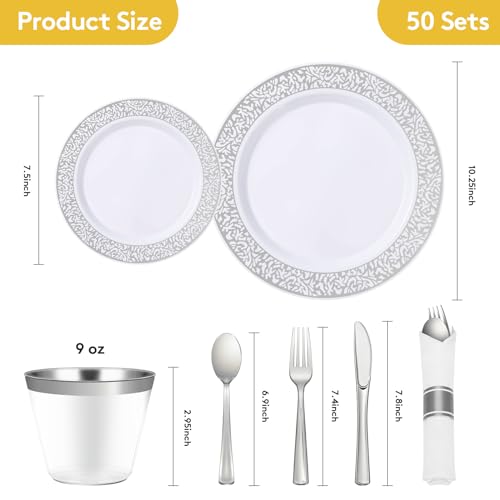 350pc Silver Plastic Dinnerware Set L591930