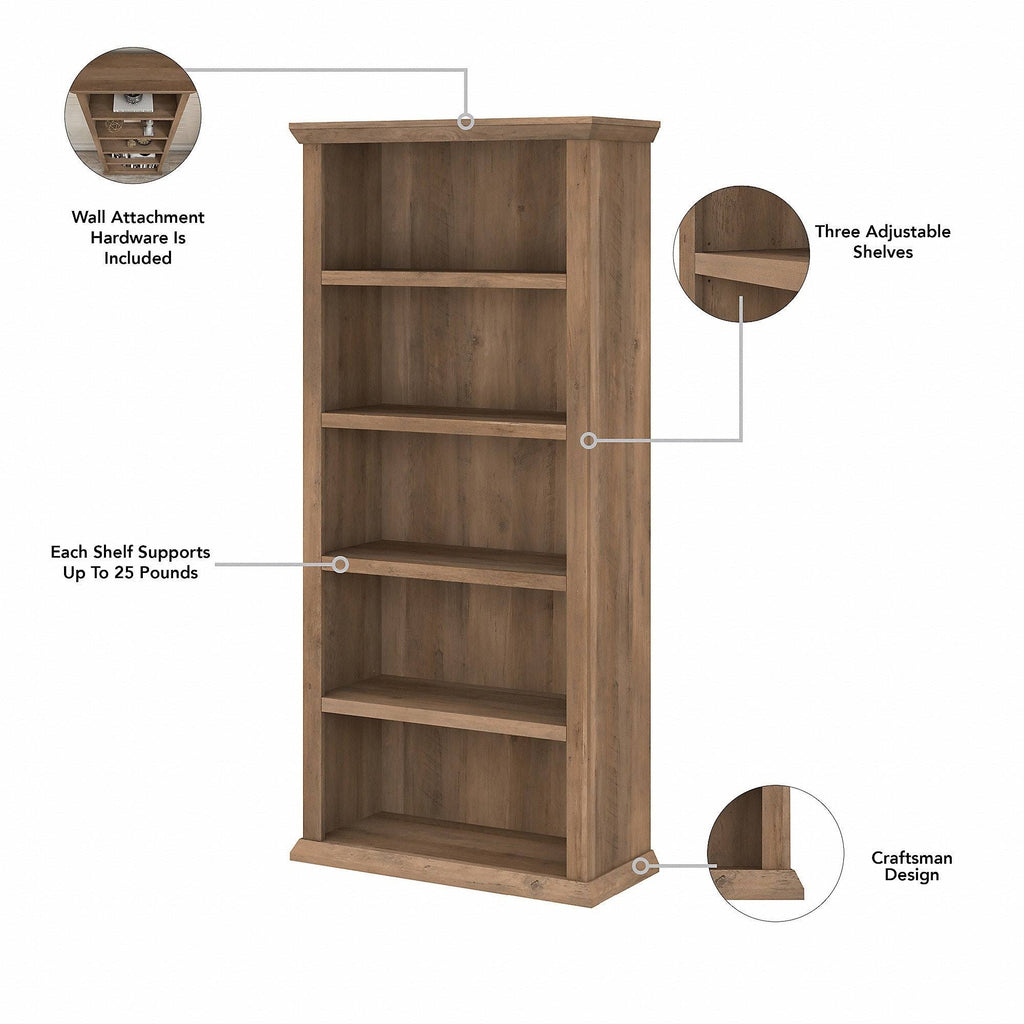 Reclaimed Pine 5 Shelf Bookcase D153941
