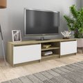 White and Sonoma Oak TV Cabinet Chipboard G2048