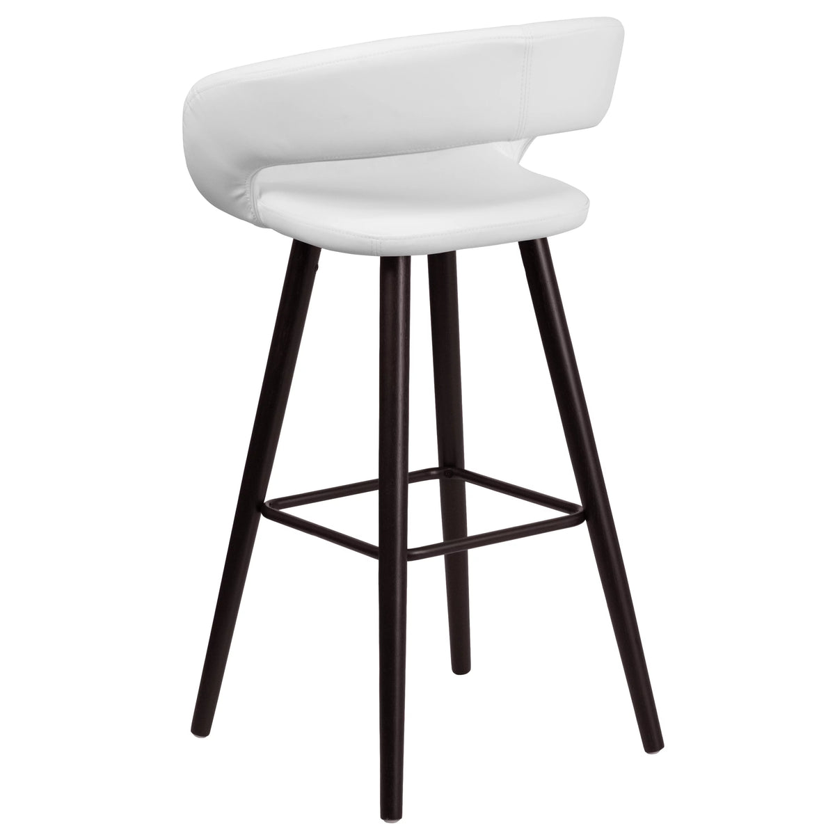 Cappuccino Wood Barstool with White Vinyl T6577