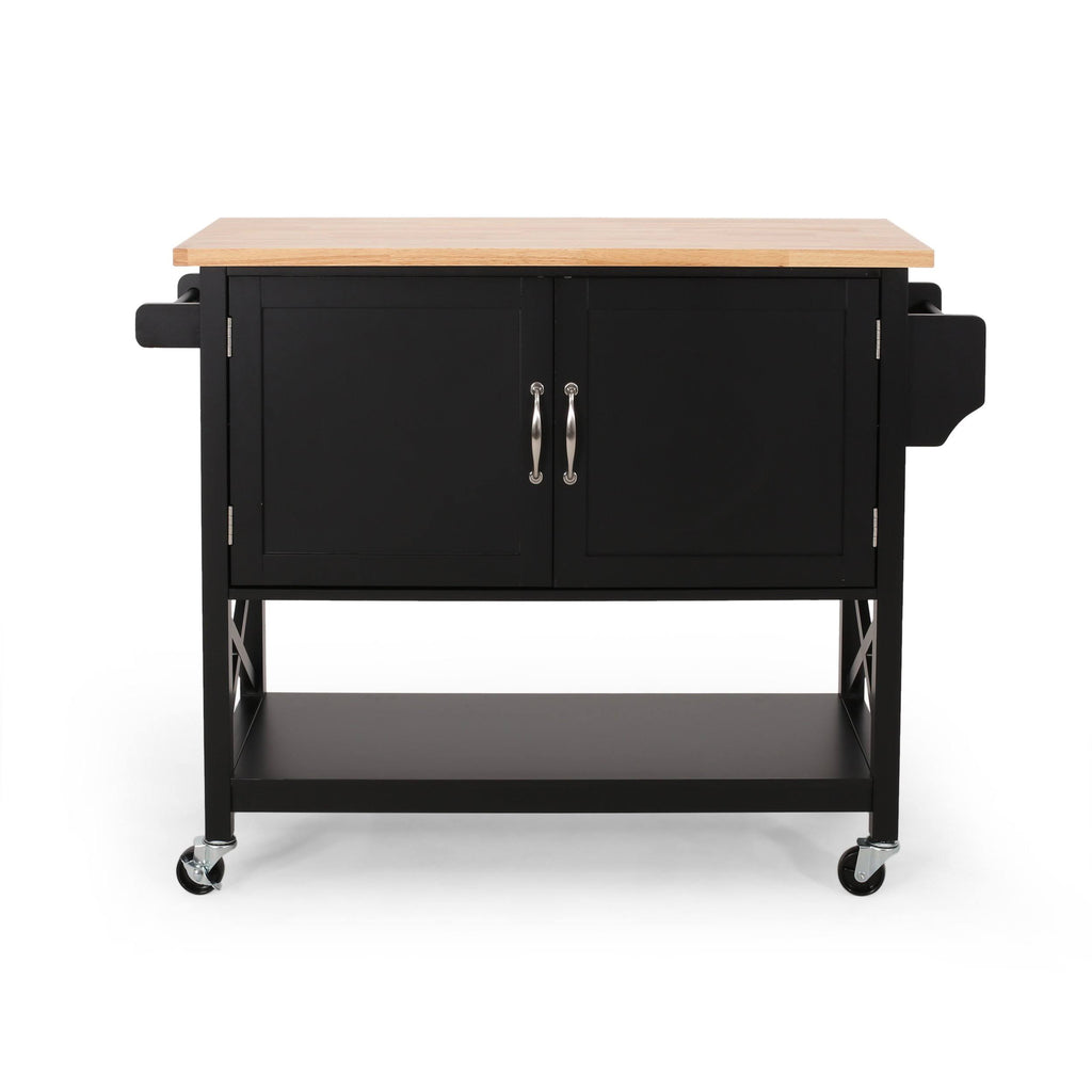 Gray Farmhouse Kitchen Cart with Wheels F401