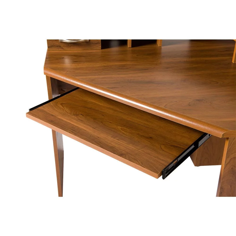 Corner Desk with Monitor Platform, Keyboard Shelf and 2 Drawers F76605