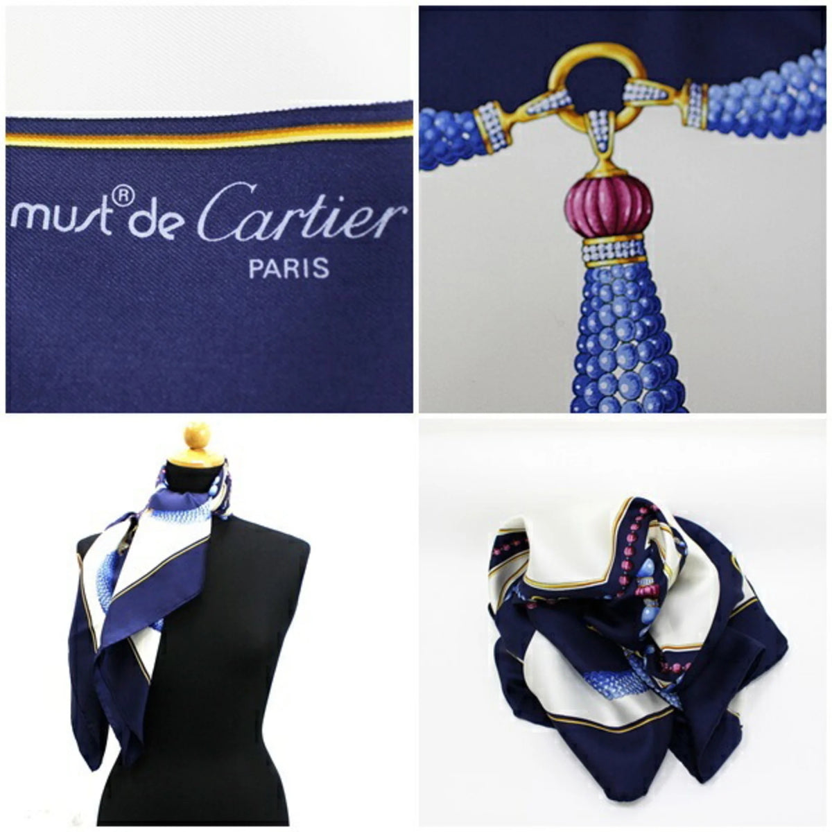 Navy White Pattern Scarf Muffler N920